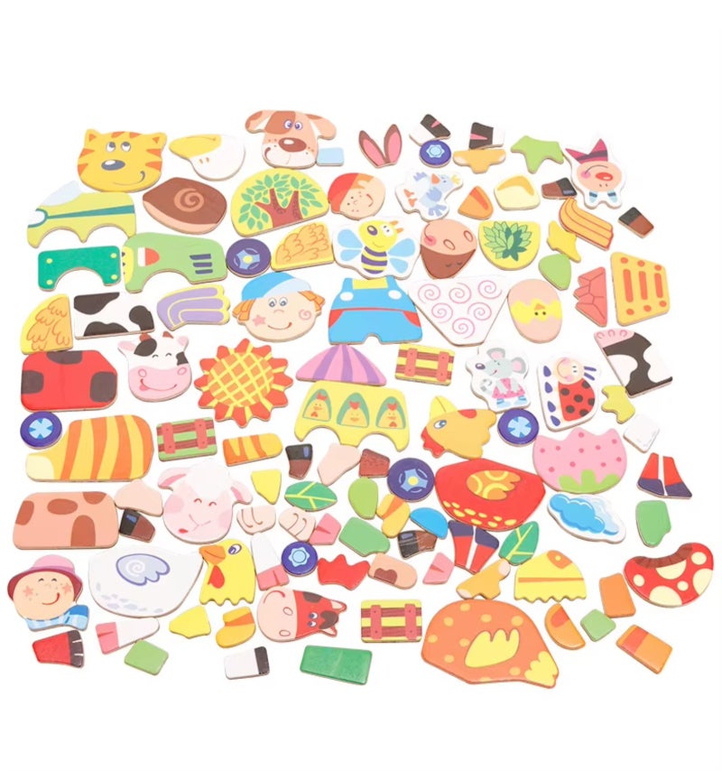 Magnetic Puzzle: 30*23*3.2cm Two-In-One Design - Thick Sturdy Plywood Magnetic Drawing Board for Early Education Children’s Creative Activities - Image 2