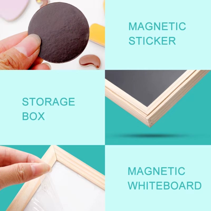 Magnetic Puzzle: 30*23*3.2cm Two-In-One Design - Thick Sturdy Plywood Magnetic Drawing Board for Early Education Children’s Creative Activities - Image 4