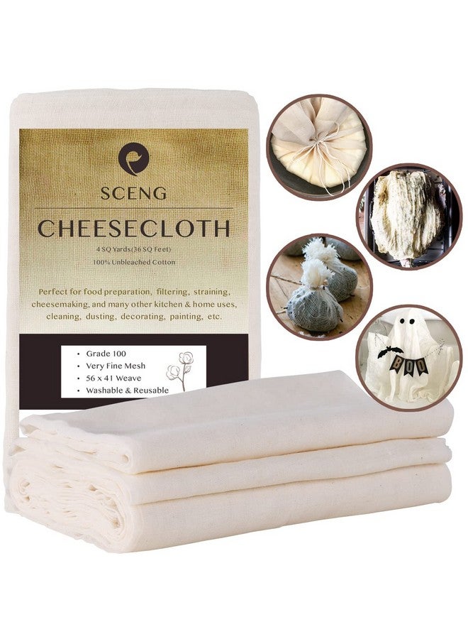 S.CENG Cheesecloth, Grade 100, 36 Sq Feet, Cheese Cloths for Straining, Cooking, 100% Unbleached Cotton Cheesecloth for Jelly Making, Cheese Making, Washable, Reusable (Grade 100-4Yards) - Image 1