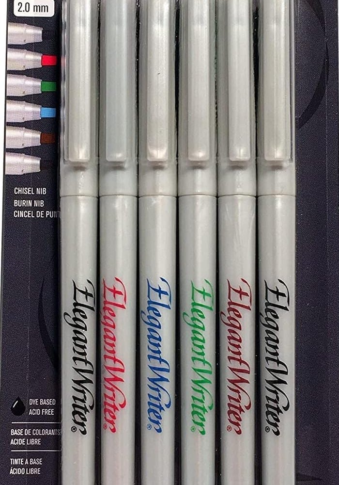 Speedball Elegant Writer 6 Fine Calligraphy Markers Set - Assorted Colors - Image 1