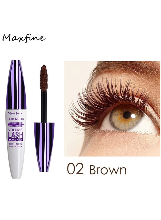 Maxfine Extreme Big 5D Volume Lash Mascara Fiber Lash Extensions Colored Mascara Long Lasting Smudge Proof Non Clumping Curling Voluminous Mascara for Lengthening Charming Lashes Brown #02 - Image 1