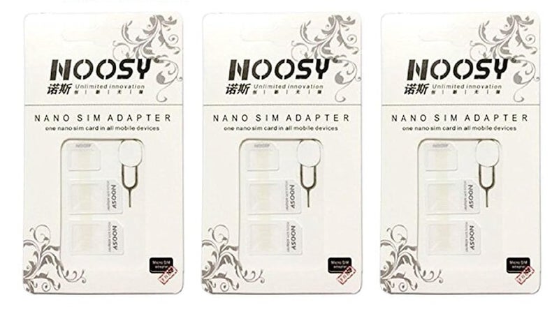 Noosy SIM Card Adapter KIT 3-Pack (9 Total Adapters: Nano to Micro, Nano to Regular, Micro to Regular) with SIM Extractor (White) - Image 3