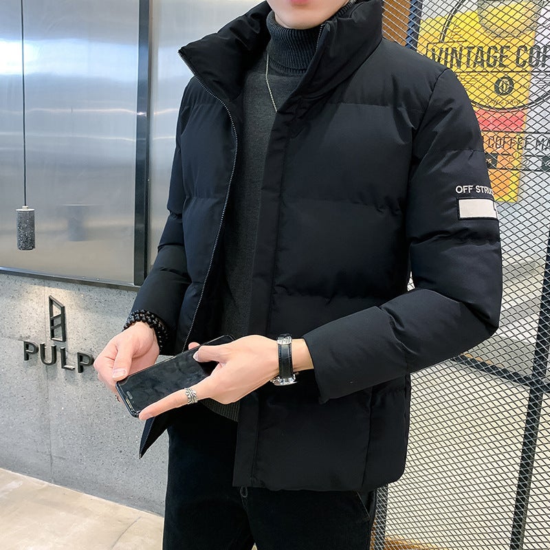 Autumn and Winter Loose Youth Cotton-padded Coat Solid Color Winter Cotton-padded Coat Warm Cotton-padded Coat for Male Students Black