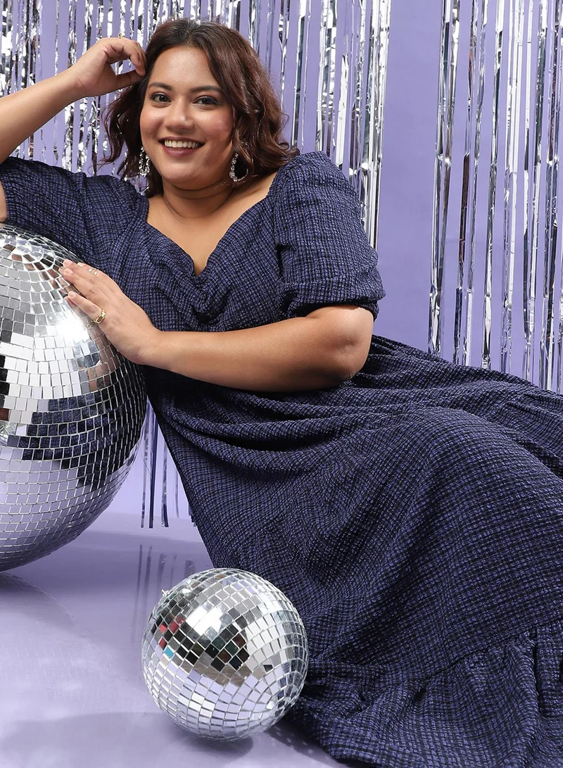 Instafab Plus Tiered Gingham Dress