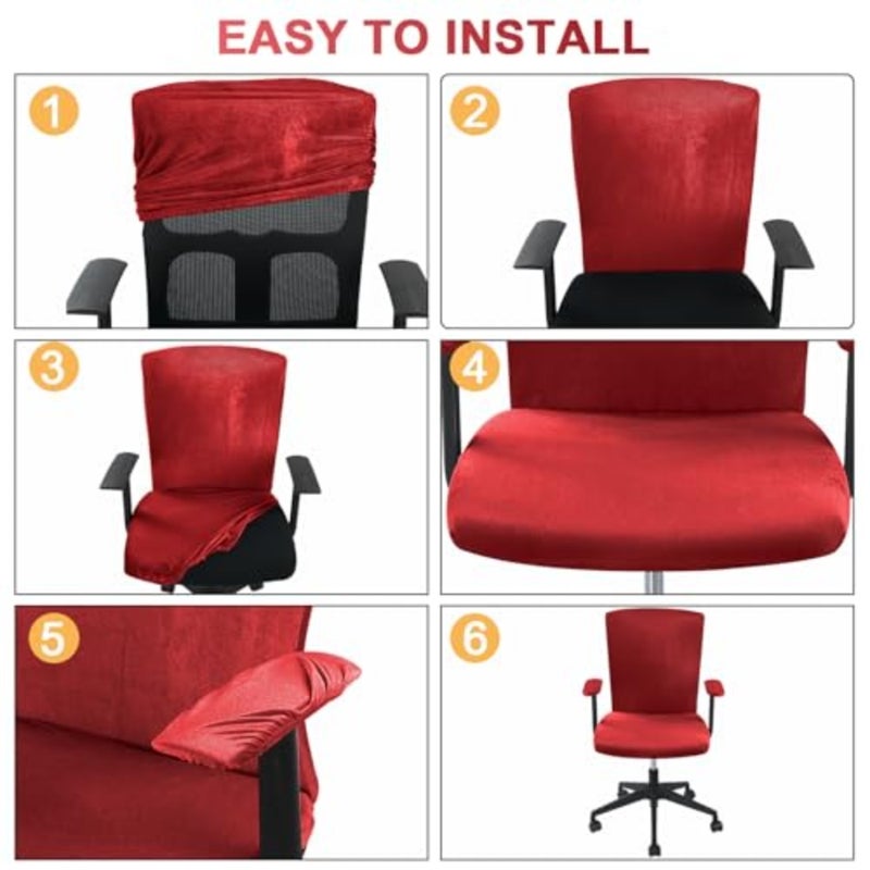 4 Pcs Office Chair Covers Set Computer Universal Protective Stretchable Chair Seat Covers Desk Armrest Slipcovers Pads Office Cushion Backrest for Rotating - Image 5