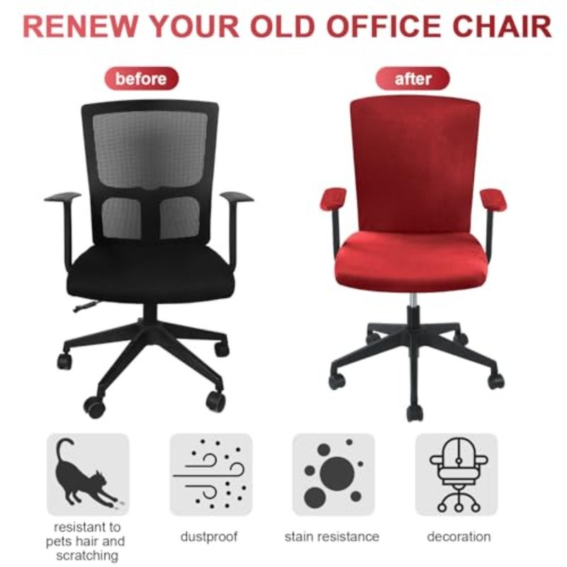4 Pcs Office Chair Covers Set Computer Universal Protective Stretchable Chair Seat Covers Desk Armrest Slipcovers Pads Office Cushion Backrest for Rotating - Image 4