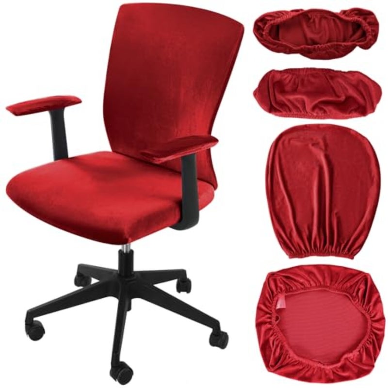 4 Pcs Office Chair Covers Set Computer Universal Protective Stretchable Chair Seat Covers Desk Armrest Slipcovers Pads Office Cushion Backrest for Rotating - Image 1