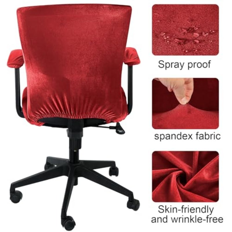 4 Pcs Office Chair Covers Set Computer Universal Protective Stretchable Chair Seat Covers Desk Armrest Slipcovers Pads Office Cushion Backrest for Rotating - Image 3