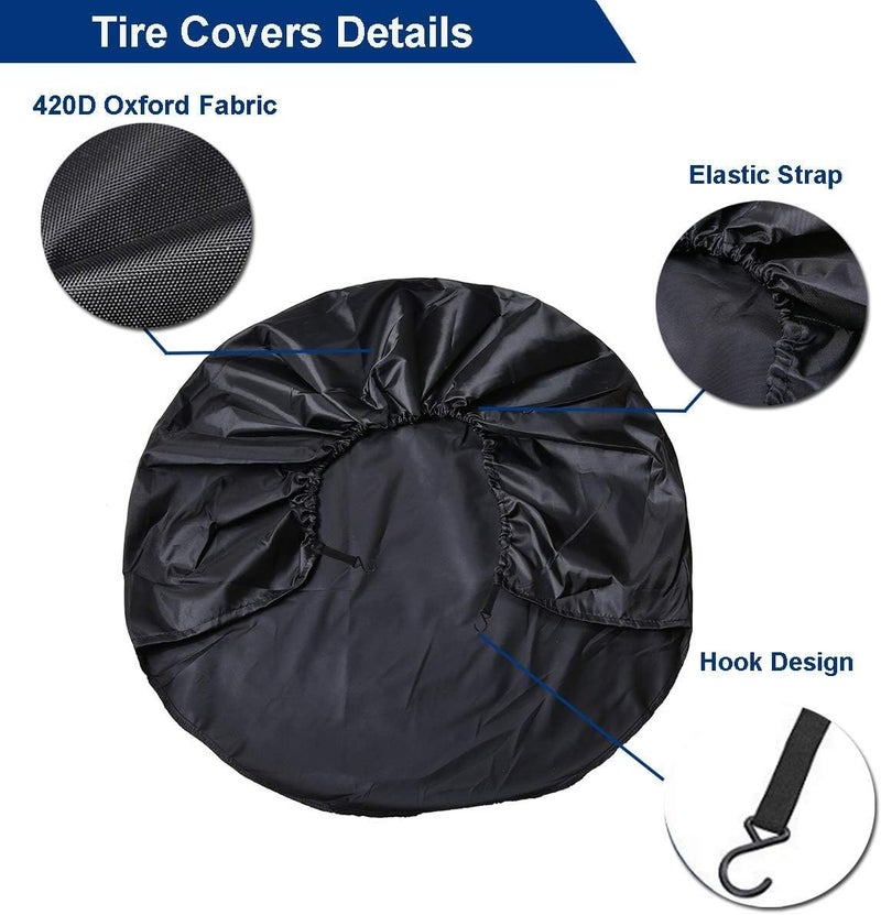 Aebitsry Tire Covers for RV Wheel, (4 Pack) Motorhome Wheel Covers Waterproof Oxford Sun UV Tires Protector for Trailer, Camper,Universal Fits 24" to 32" Car Tire Diameter (Black, 24-26) - Image 3