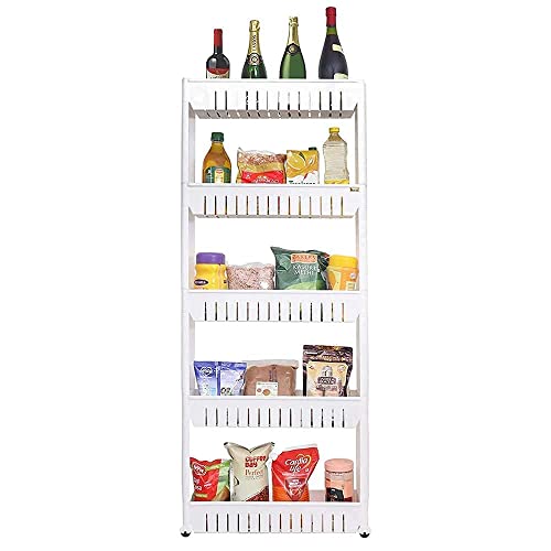 VISHVA 5 Layer Storage Organizer Slim Rack Shelf with Wheels for Easy Movement | Durable Plastic, White - Image 2