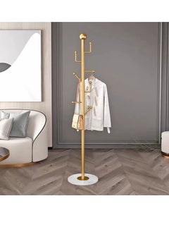POWER (Gold) Coat rack, marble base freestanding hanger, metal coat rack, space saving hanger storage rack for hanging clothes, handbags, umbrellas  - Image 1