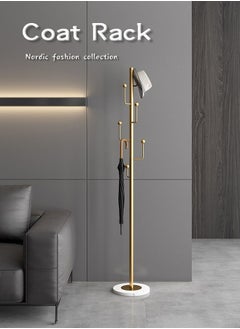 POWER (Gold) Coat rack, marble base freestanding hanger, metal coat rack, space saving hanger storage rack for hanging clothes, handbags, umbrellas  - Image 2