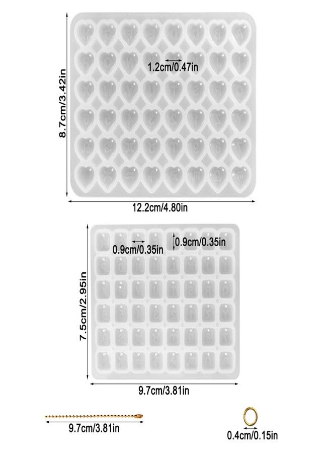 AFUNTA 96 Pcs Resin Letter Molds with Hole, AFUNTA Alphabet Number Resin Molds Silicone Heart Shape Square Pendant Silicone Molds for Epoxy Resin Casting, DIY Water Cup Handle Charm - Image 2