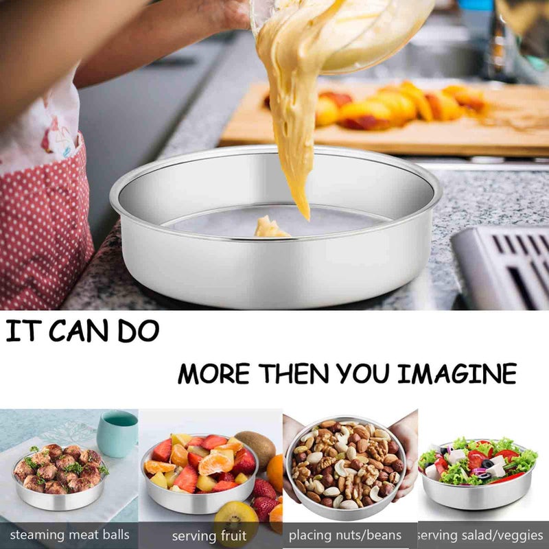 TeamFar Cake Pan, 6'' & 8'' & 9 ½'', Stainless Steel Round Baking Tier Cake Pans Set, for Baking Steaming Serving, Healthy & Heavy Duty, Mirror Finish & Dishwasher Safe - 3 PCS - Image 5