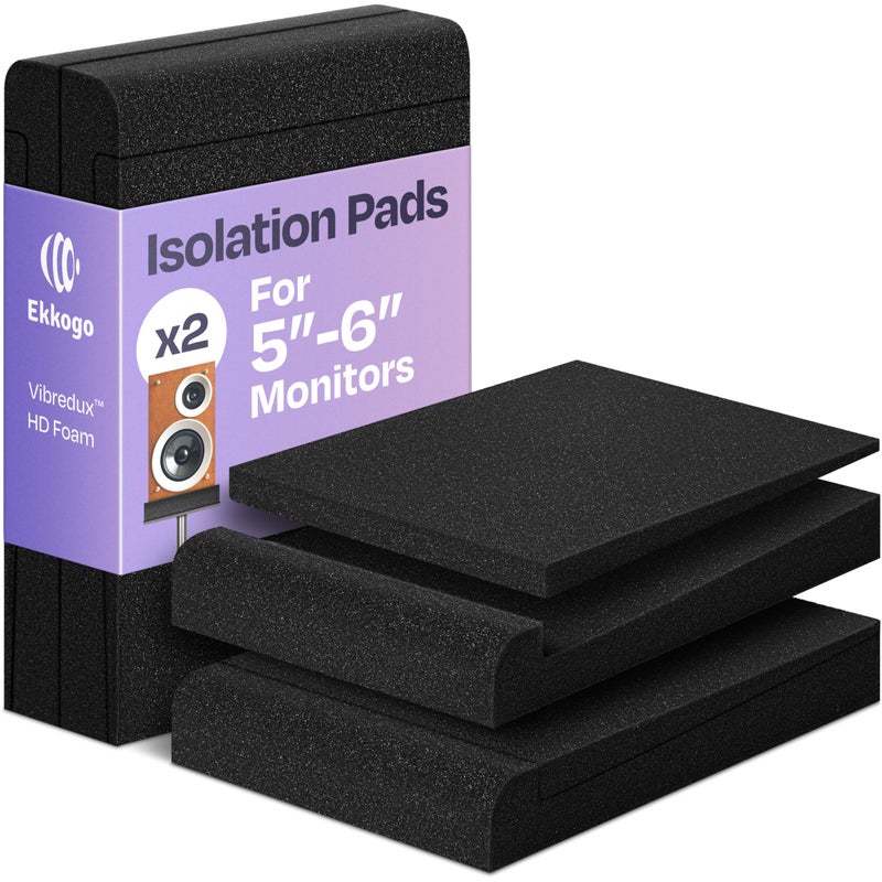 Ekkogo Pair of Studio Monitor Isolation Pads Premium Acoustic Foam to Elevate Audio Ideal Speaker Foam for 5 Inch Speakers Enhanced with Vibredux HD Foam for Superior Isolation - Image 1