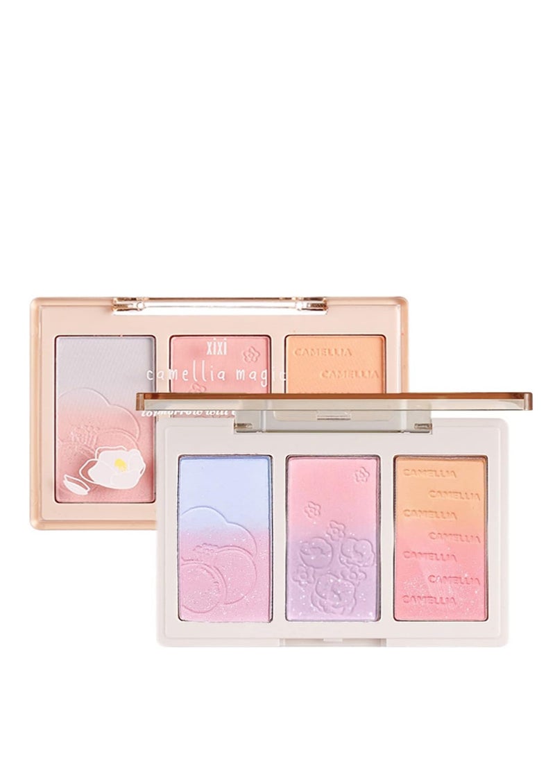 XIXI 6 Colors Blush Palette, Matte Blush For Cheeks Long Lasting Glitter Brightening Face Purple Blush Blue Blush Highlight Contour All-In-One Blush Palette - Image 1