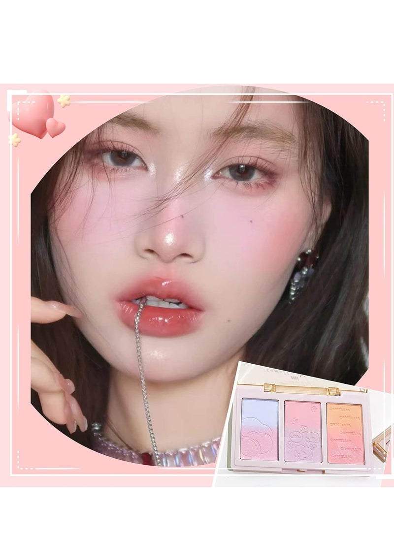 XIXI 6 Colors Blush Palette, Matte Blush For Cheeks Long Lasting Glitter Brightening Face Purple Blush Blue Blush Highlight Contour All-In-One Blush Palette - Image 3