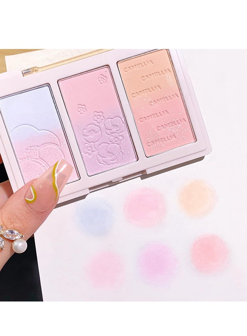 XIXI 6 Colors Blush Palette, Matte Blush For Cheeks Long Lasting Glitter Brightening Face Purple Blush Blue Blush Highlight Contour All-In-One Blush Palette - Image 2