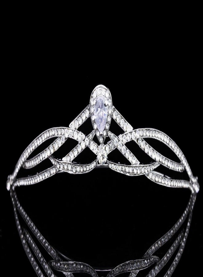 SAMKY Bride's Celtic Bridal Tiara Silver and Crystal Wedding for Women Exquisite Accessories - Image 4