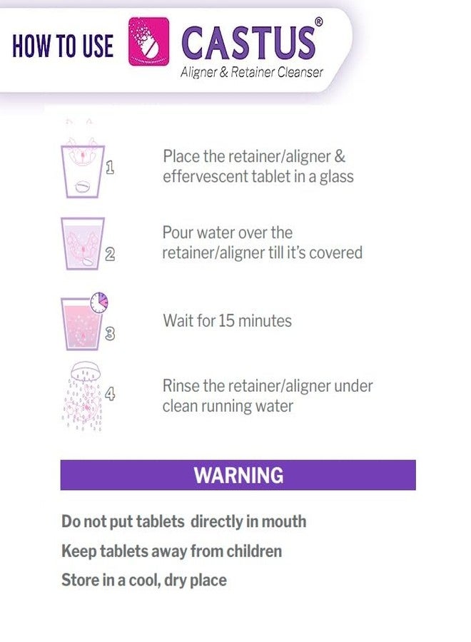 Castus Retainer & Aligner Cleaner Tablets (90 Pack) | Doctor Recommended | Sanitizes & Removes Stains | Antimicrobial Cleaning for Retainers, Aligners & Mouthguards | Daily Oral Appliance Care - Image 4