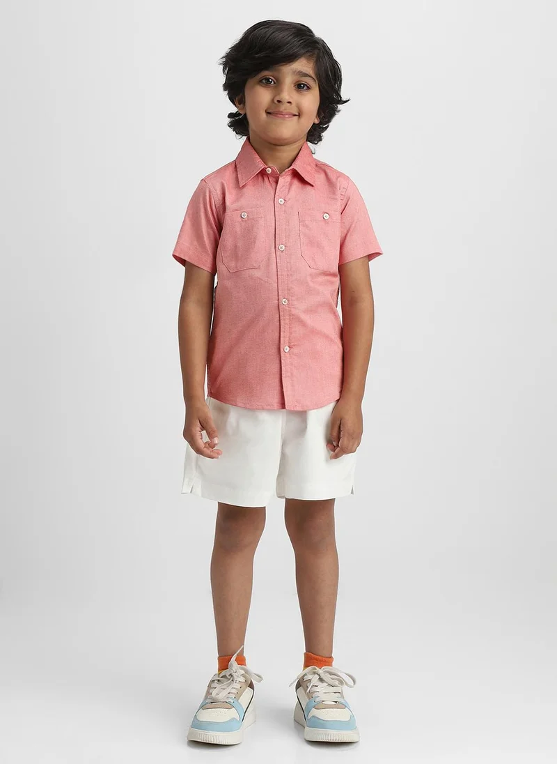 Nautinati Pink Shirt and White Shorts Set for Boys