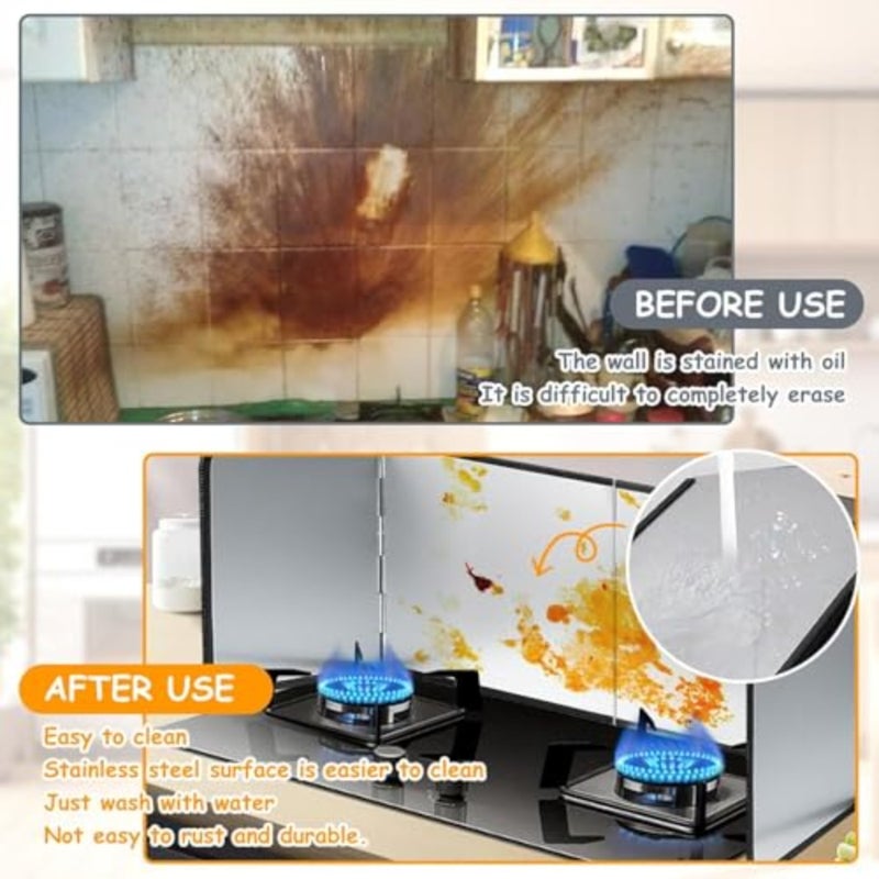 Portable Splatter Guard Splatter Shield for Cooking Nonstick Oil Splash Guard Back Splatter Screen For Frying Stove Backsplash Guard kitchen - Image 5