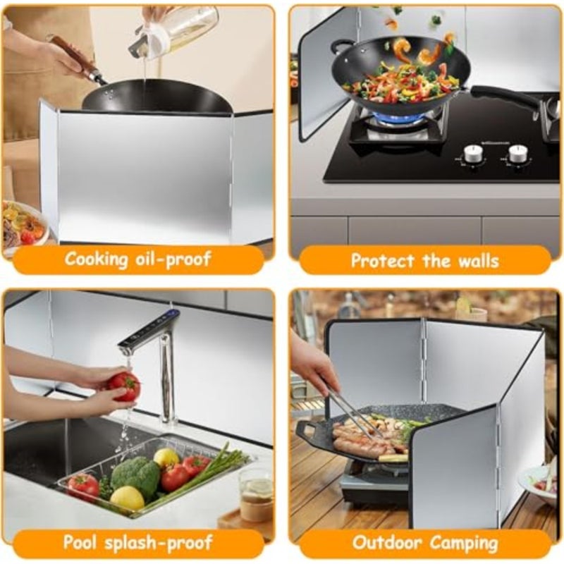 Portable Splatter Guard Splatter Shield for Cooking Nonstick Oil Splash Guard Back Splatter Screen For Frying Stove Backsplash Guard kitchen - Image 4