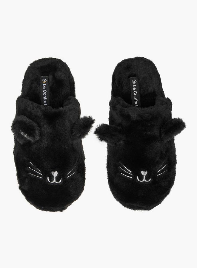 Le Confort Women Cat Ear Applique Bedroom Slippers - Image 2