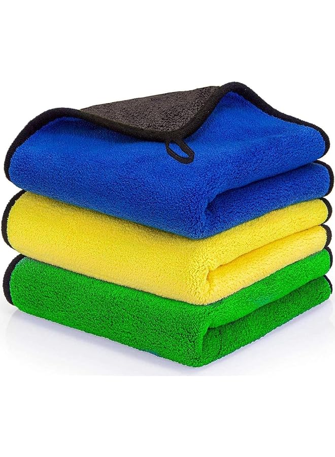 سكافا قطع | منشفة تجفيف السيارة | قطعة قماش تنظيف السيارة من الألياف الدقيقة | منشفة مزدوجة الجوانب، متعددة الأغراض سميكة للغاية من الألياف الدقيقة فائقة الامتصاص للغسيل والسيارة والنوافذ والمطبخ. - Image 2