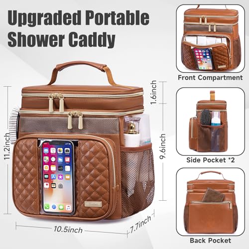 Tealari Large Leather Toiletry Bag for Women Men,Bathroom Bag,Water Resistant Portable Shower Caddy for College Dorm,Hanging Toiletry Bags for Traveling,Gym Camping Cruise Ship Travel Essentials Shower Bag - Image 4