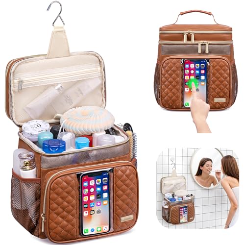 Tealari Large Leather Toiletry Bag for Women Men,Bathroom Bag,Water Resistant Portable Shower Caddy for College Dorm,Hanging Toiletry Bags for Traveling,Gym Camping Cruise Ship Travel Essentials Shower Bag - Image 2