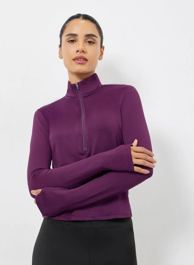 Styli Active Back Reflective Panel Half Zip Up Jacket