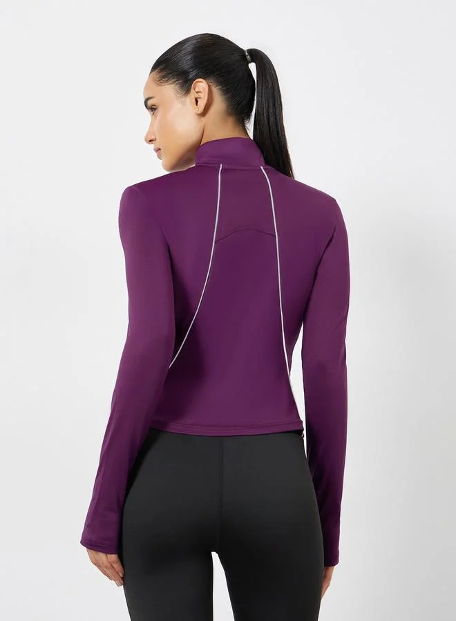 Styli Active Back Reflective Panel Half Zip Up Jacket