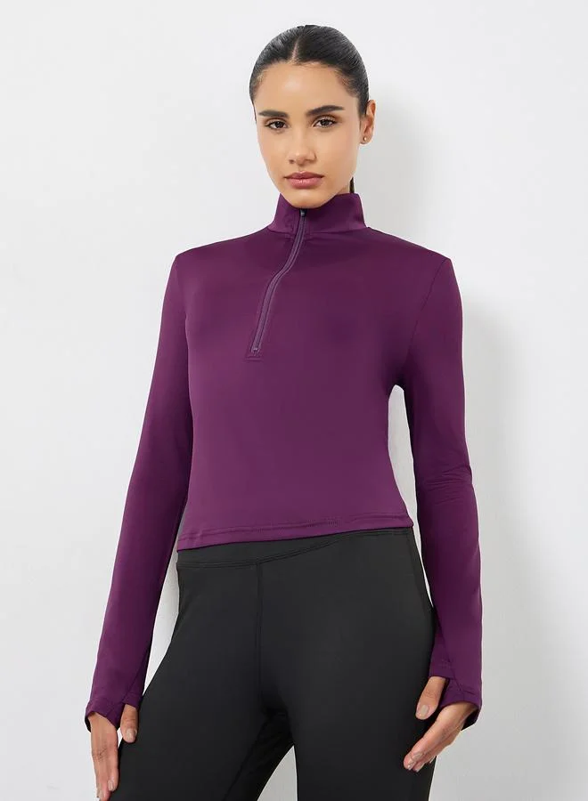 Styli Active Back Reflective Panel Half Zip Up Jacket