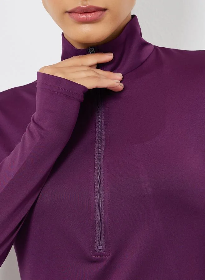 Styli Active  Back Reflective Panel Half Zip Up Jacket for Women | Best Price UAE