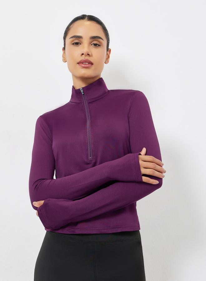 Styli Active Back Reflective Panel Half Zip Up Jacket - Image 2