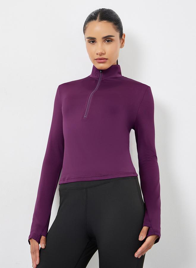 Styli Active Back Reflective Panel Half Zip Up Jacket - Image 1