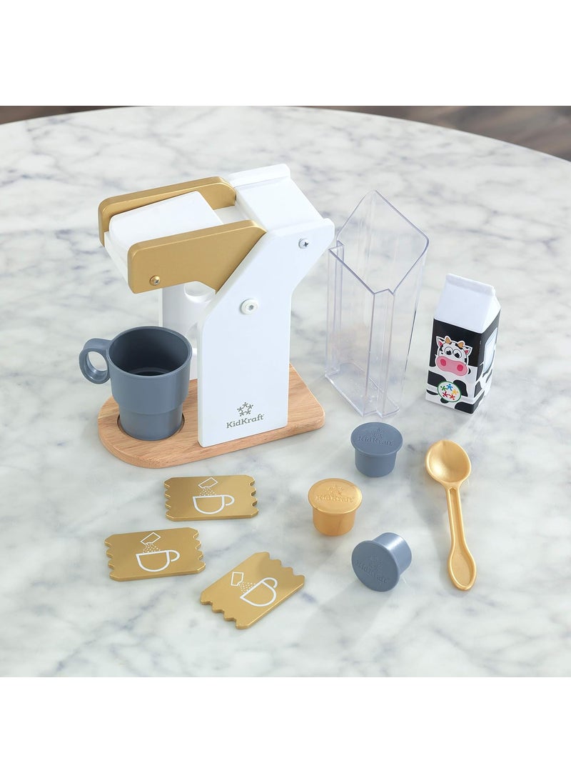 KidKraft KidKraft Metallic Toy Coffee Maker with Capsules Accessory for Kids Kitchen Wooden Kitchen Appliance Set Kids Play Accessories Toys 53538  - Image 3