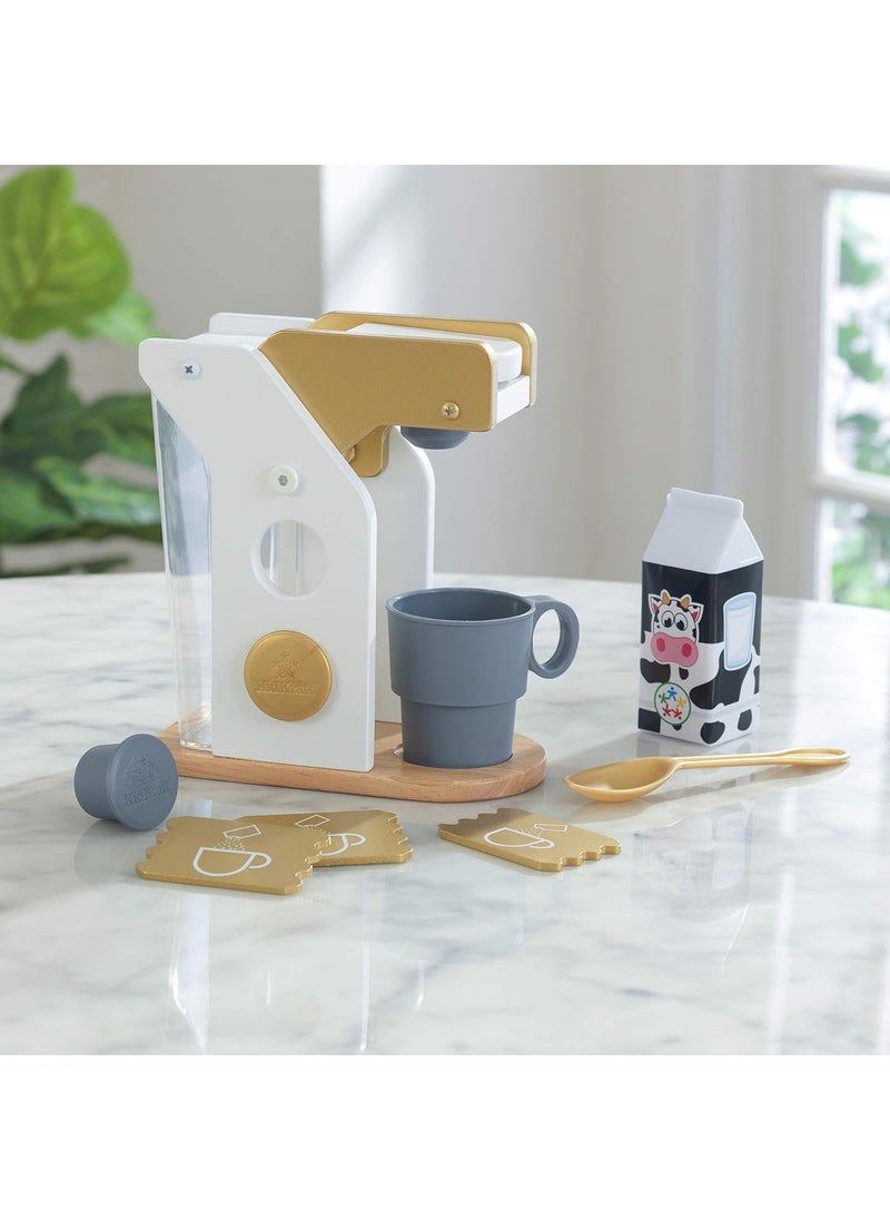 KidKraft KidKraft Metallic Toy Coffee Maker with Capsules Accessory for Kids Kitchen Wooden Kitchen Appliance Set Kids Play Accessories Toys 53538  - Image 2