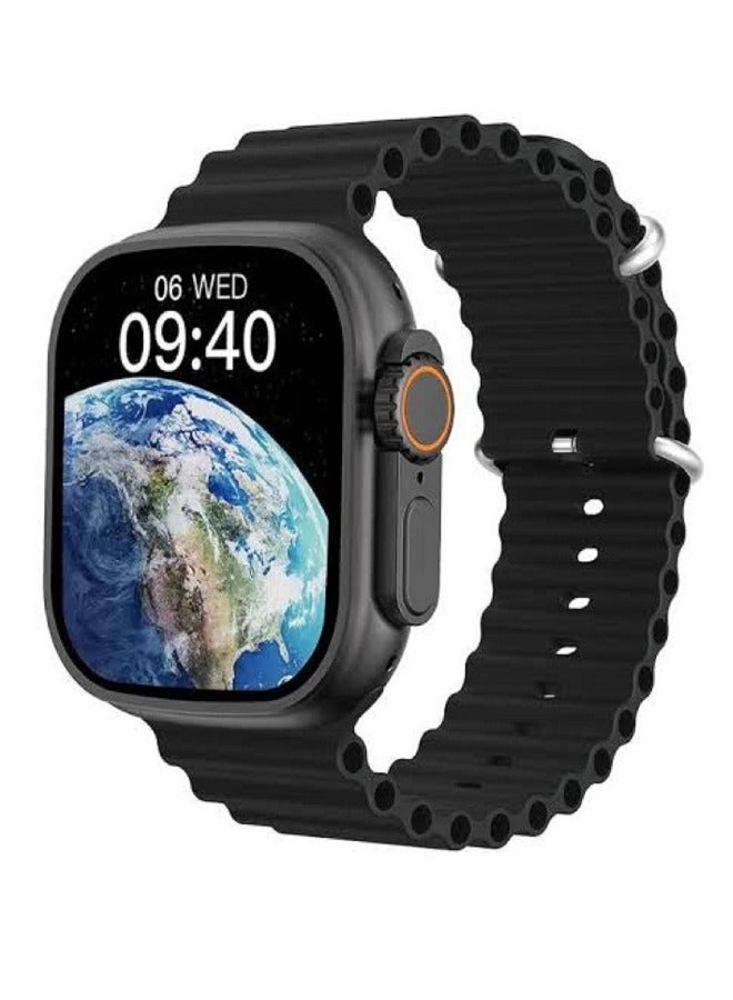 W&O X8+ Plus Ultra Series 8 Smart watch 2.08 Inch IPS display NFC Bluetooth V5 Call Waterproof IP67 Wireless Charger - Black - Image 1