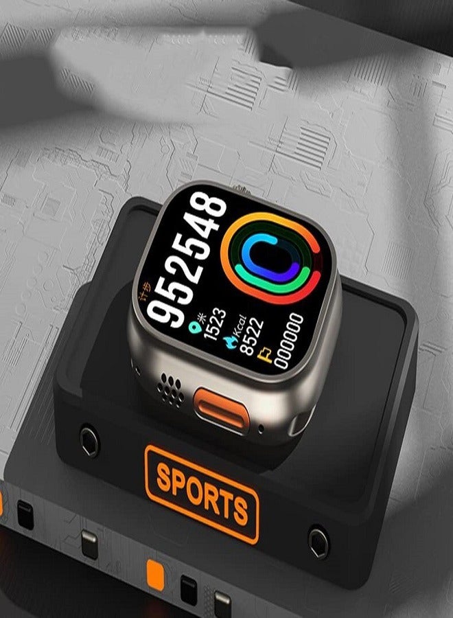 W&O X8+ Plus Ultra Series 8 Smart watch 2.08 Inch IPS display NFC Bluetooth V5 Call Waterproof IP67 Wireless Charger - Black - Image 3