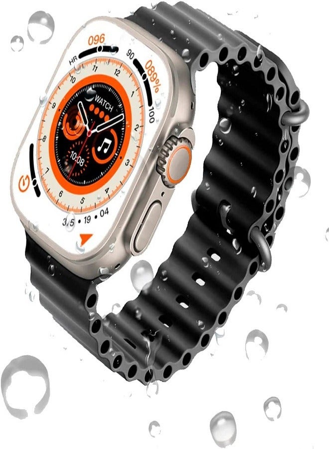W&O X8+ Plus Ultra Series 8 Smart watch 2.08 Inch IPS display NFC Bluetooth V5 Call Waterproof IP67 Wireless Charger - Black - Image 5