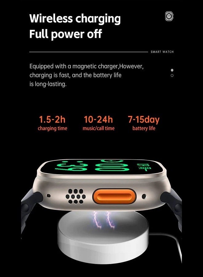 W&O X8+ Plus Ultra Series 8 Smart watch 2.08 Inch IPS display NFC Bluetooth V5 Call Waterproof IP67 Wireless Charger - Black - Image 4