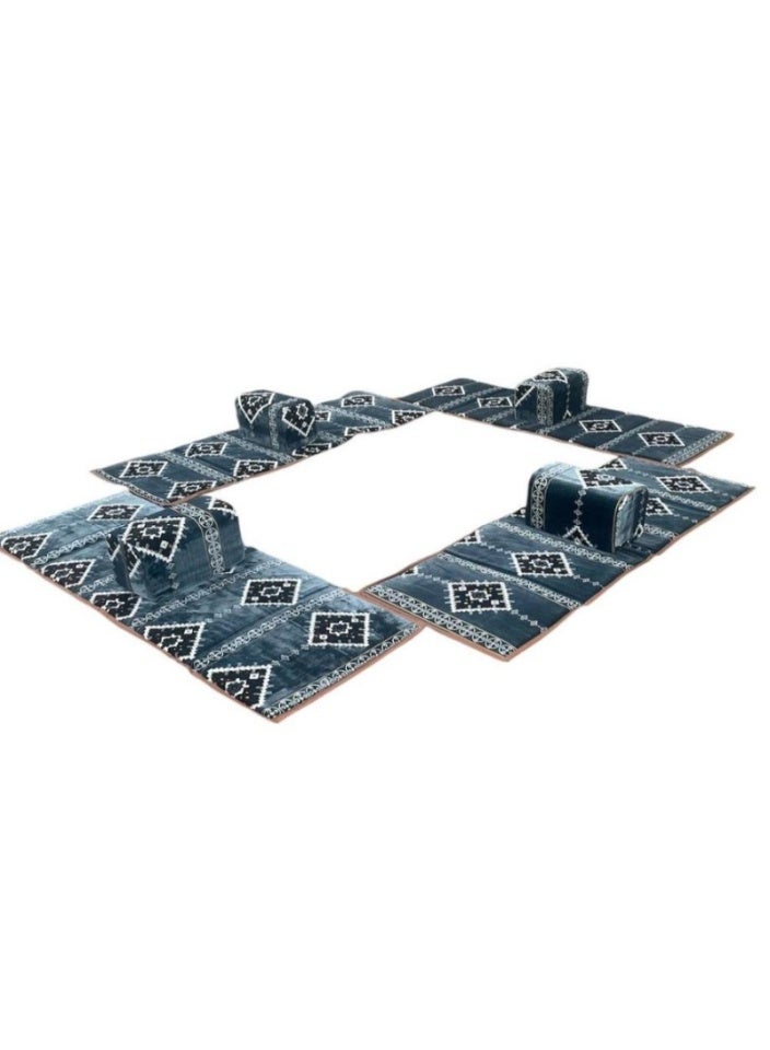 سمارت هوم طقم مقاعد أرضي للتخييم من هيريتيج، مكون من 8 قطع، مناسب للسفر والمشي لمسافات طويلة والحديقة، مكون من 4 قطع، بمقاس 200×80×5 سم، مع 4 أراجيح - Image 1