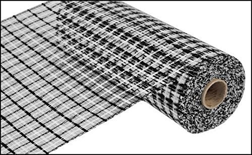 10 inch x 30 feet Deco Poly Mesh Ribbon 10 Inch x 30 feet Basketweave Black and White