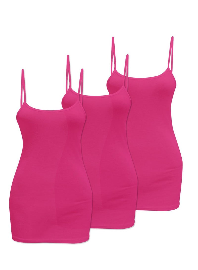 AIWANTO Women's Basic Stretch Camisole Vest Pink 3 PCs  - Image 1