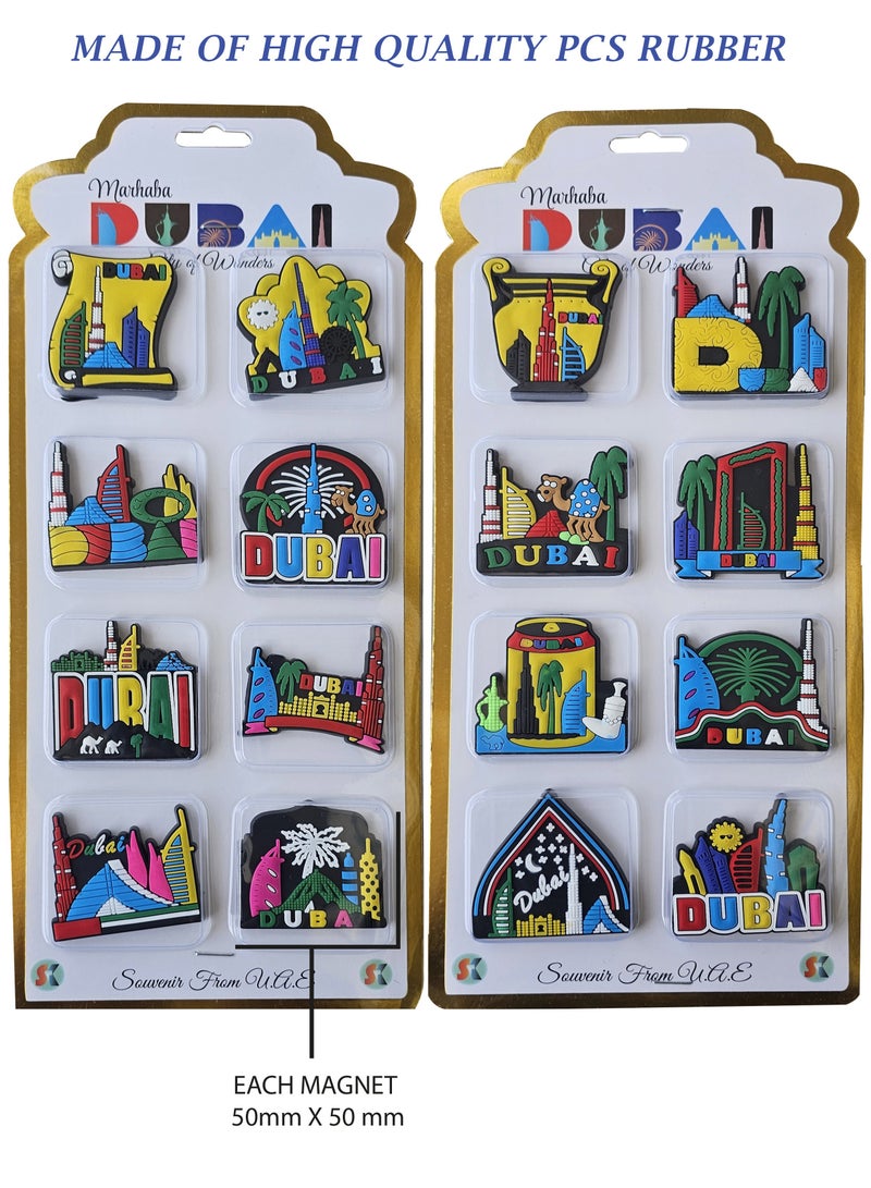 Souvenir Souq Fridge Magnet Soft rubber 08 pcs PVC Vibrant Colorful Dubai Iconic Buildings - Image 2