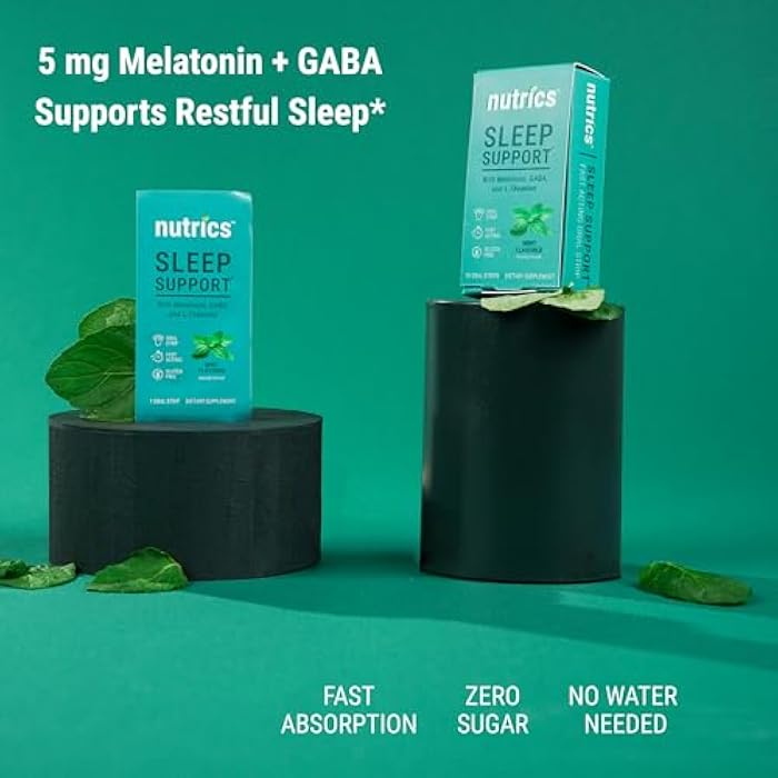 Nutrics Dissolving Melatonin Strips: Sleep Support Supplement with GABA, Vitamin B6, & L Theanine for Improved Insomnia, Jet Lag Relief, Vegan, Sugar Free, Sleep Strips - Image 2