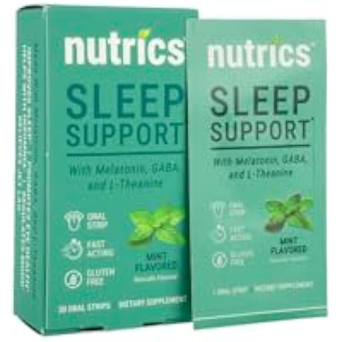 Nutrics Dissolving Melatonin Strips: Sleep Support Supplement with GABA, Vitamin B6, & L Theanine for Improved Insomnia, Jet Lag Relief, Vegan, Sugar Free, Sleep Strips - Image 1