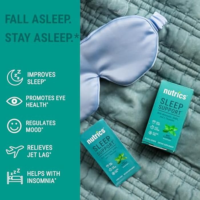 Nutrics Dissolving Melatonin Strips: Sleep Support Supplement with GABA, Vitamin B6, & L Theanine for Improved Insomnia, Jet Lag Relief, Vegan, Sugar Free, Sleep Strips - Image 3